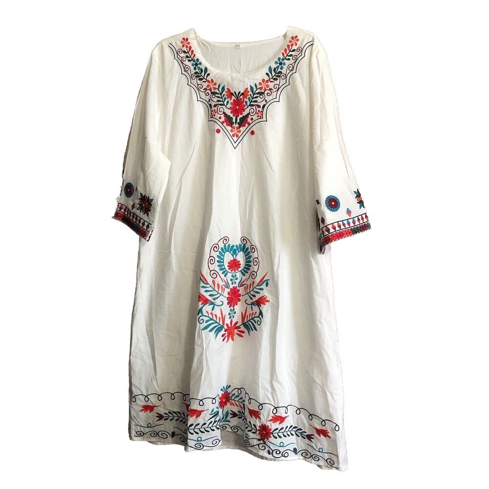 Unbranded Beautiful Embroidered Boho Tunic Lined Dress Size XXXL